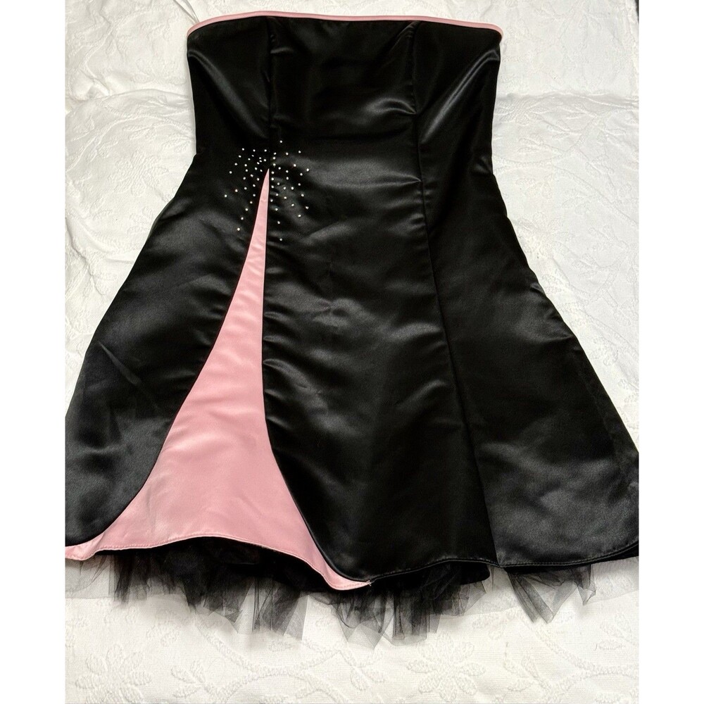 Vintage Y2K Jessica McClintock Gunne Sax Prom Dress Black Pink 9/10